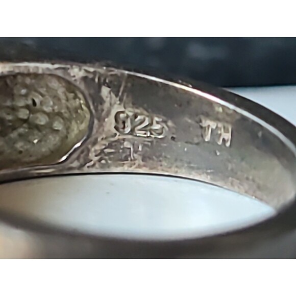 925 Sterling Silver Onyx & Mother of Pearl Inlay Ring, SIZE US 7 Vintage - Picture 7 of 10